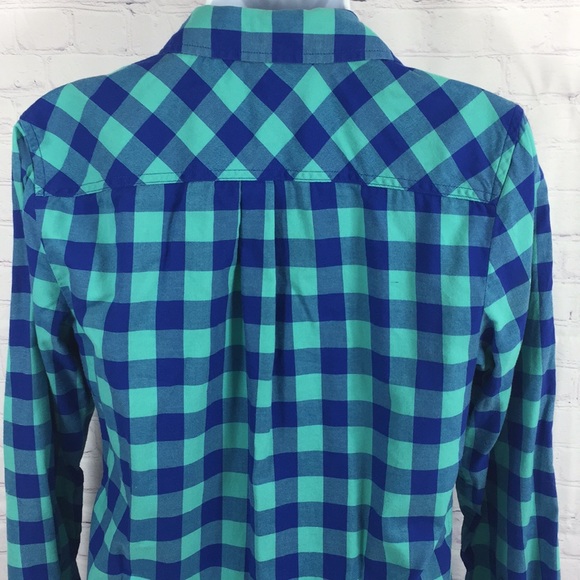 Talbots Large Checked Long Button Cuff Sleeve Top - Picture 5 of 9
